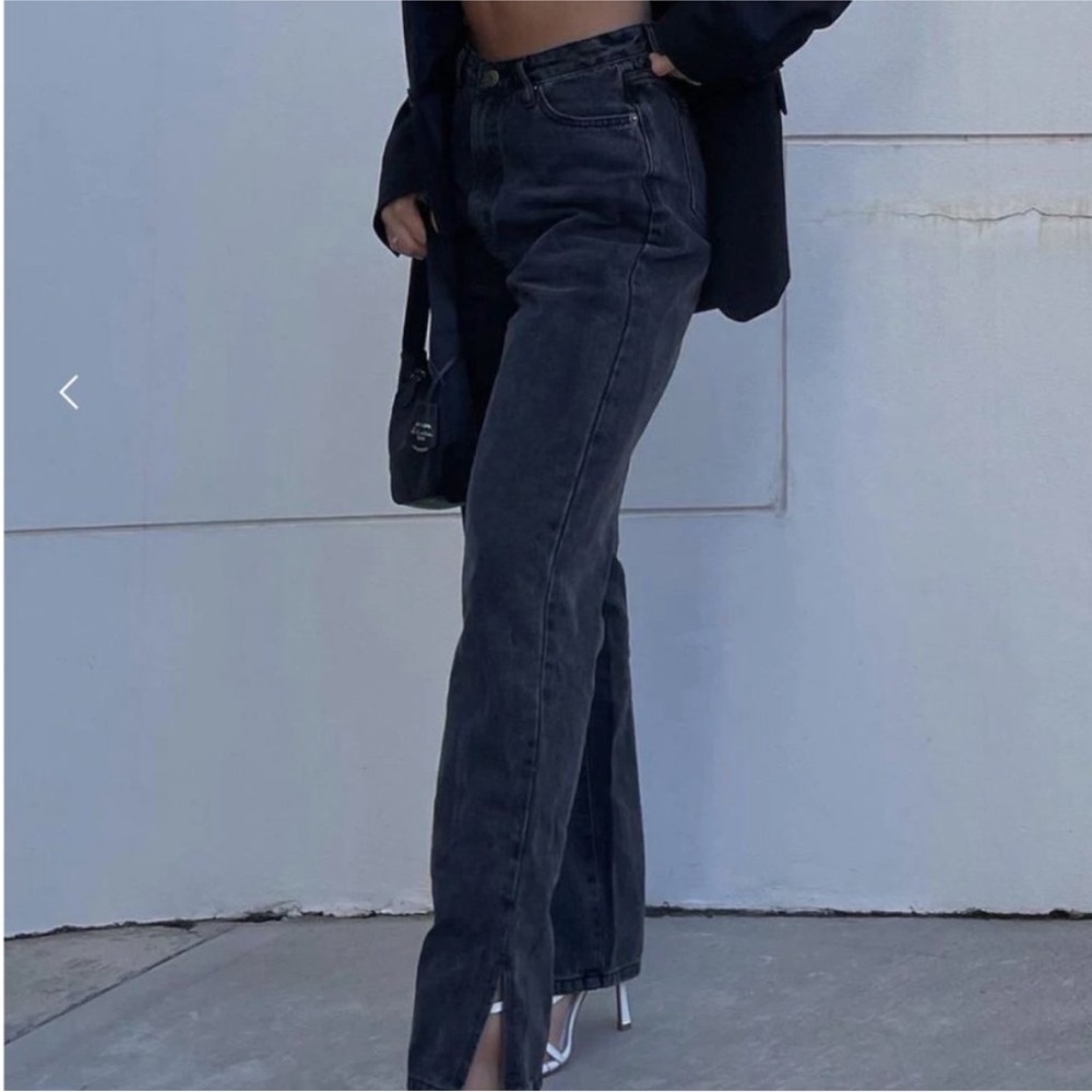 NWT Meshki pia split side wide leg jean‎ washed black size 6